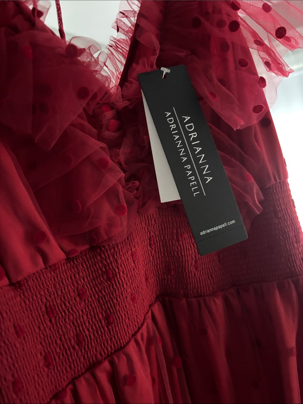 Adrianna by Adrianna Papell Dot Tulle Ruffle Dress in Size 4 NWT - Picture 7 of 16